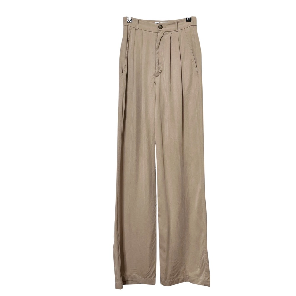 Reformation Mason Women's 0 Tan Tencel Wide Leg Trouser Office Minimal Chic - Picture 2 of 9